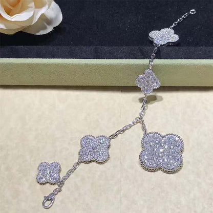 [Leaves]CLOVER 6 MOTIFS SILVER DIAMOND BRACELET