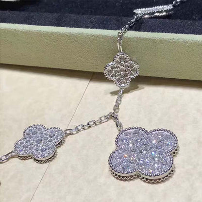 [Leaves]CLOVER 6 MOTIFS SILVER DIAMOND BRACELET