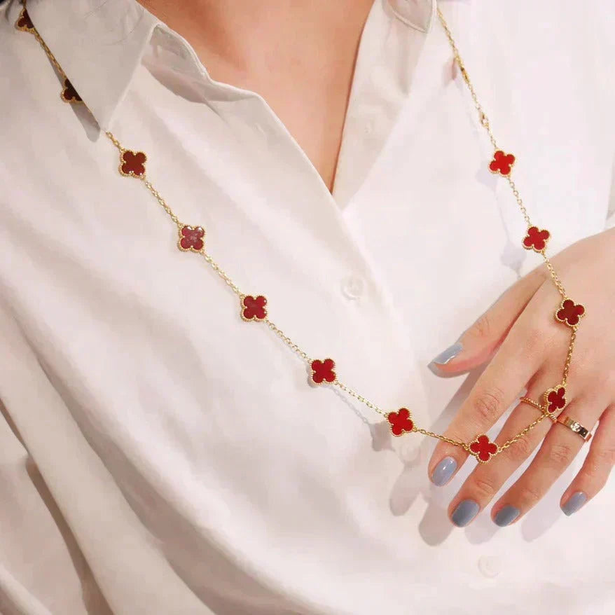 [Leaves]CLOVER 20 MOTIFS CARNELIAN NECKLACE