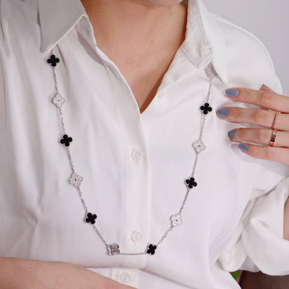 [Leaves]CLOVER 20 MOTIFS ONYX DIAMOND SILVER