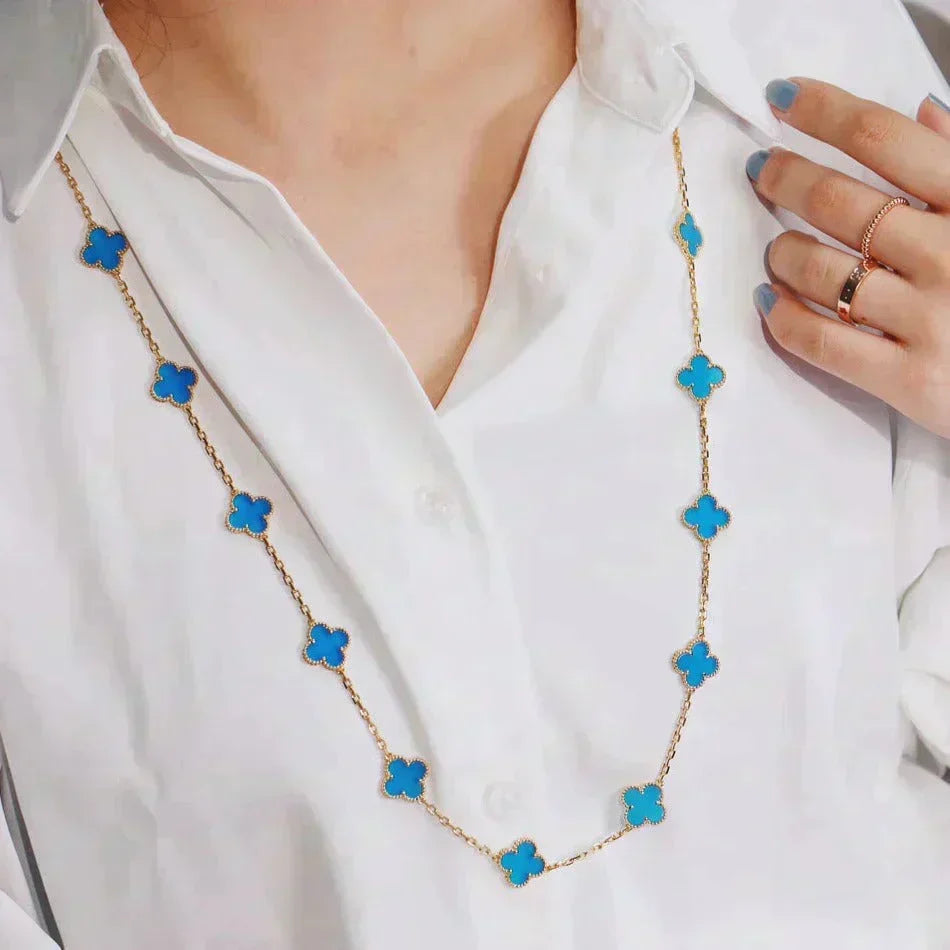 [Leaves]CLOVER 20 MOTIFS BLUE AGATE GOLD