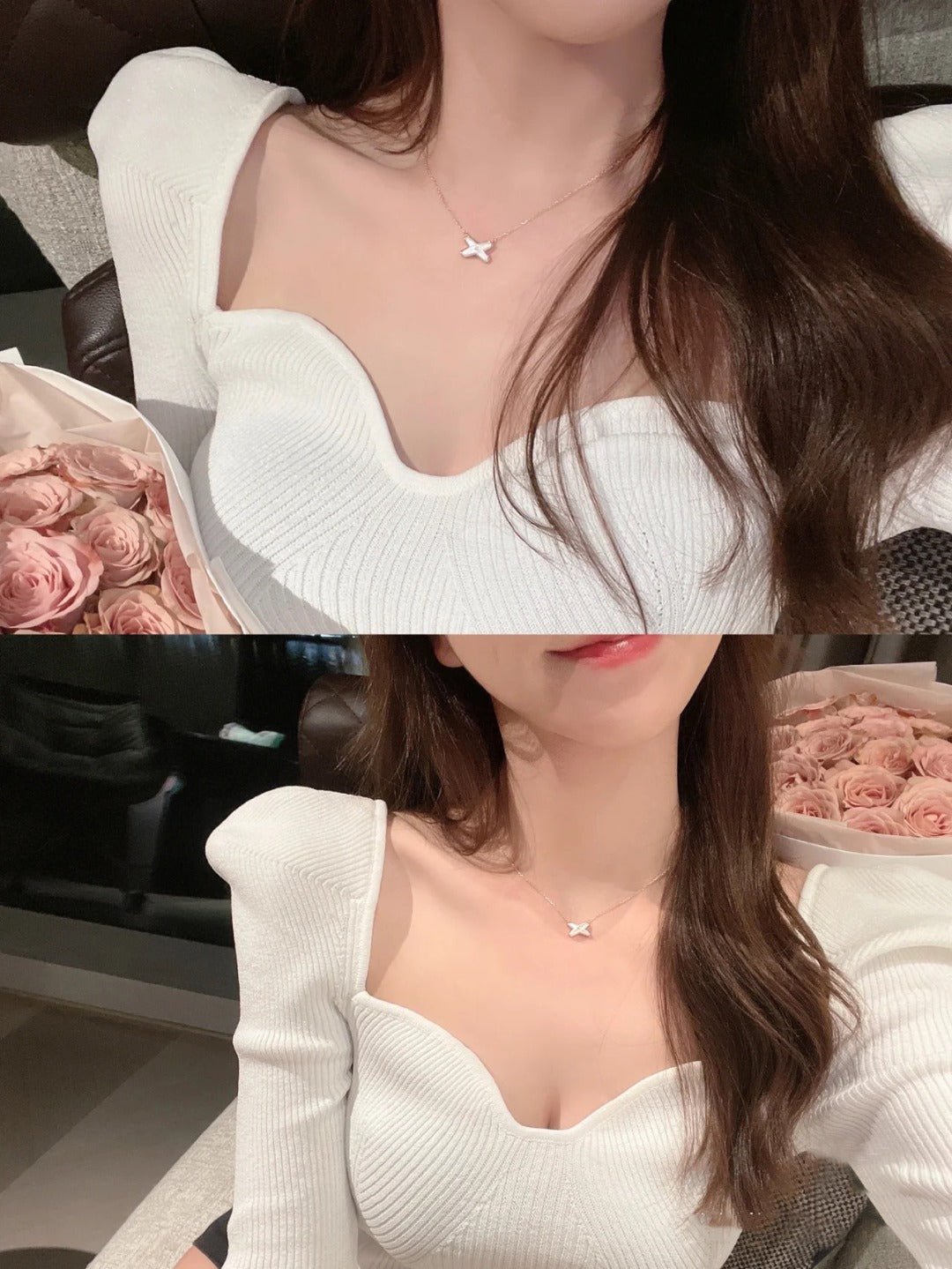 [Leaves]JEUX DE NECKLACE 1 DIAMOND