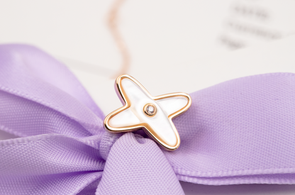 [Leaves]JEUX DE WHITE MOP ROSE GOLD DIAMOND EARRINGS