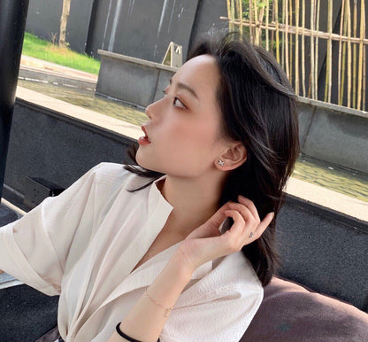 [Leaves]JEUX DE WHITE MOP ROSE GOLD DIAMOND EARRINGS
