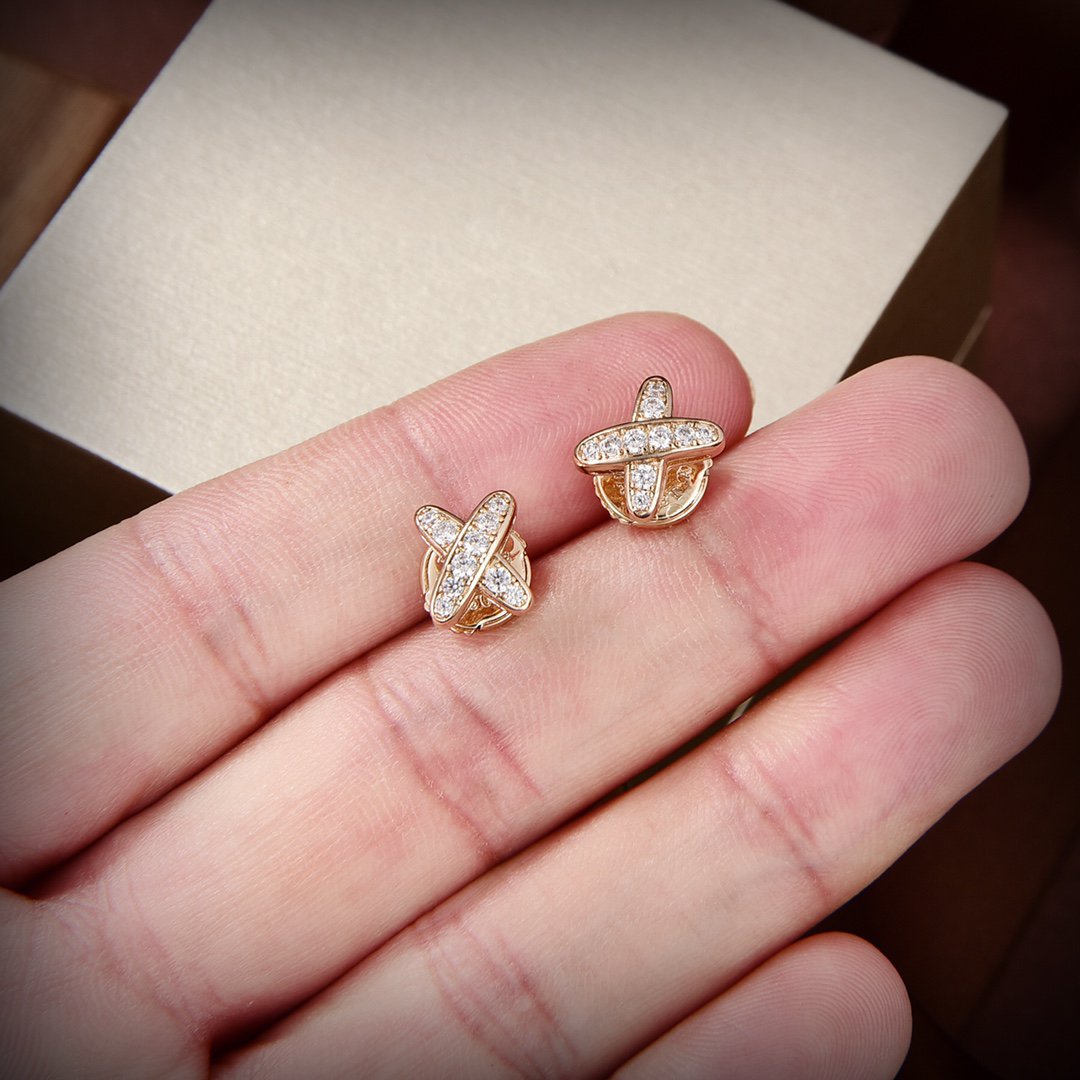 [Leaves]JEUX DE GOLD DIAMOND EARRINGS