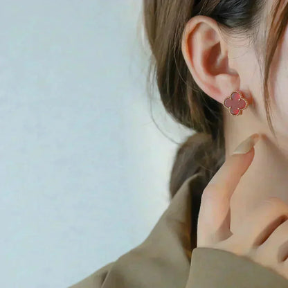 [Leaves]CLOVER MEDIUM 1 MOTIFS CARNELIAN  EARRINGS