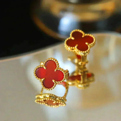 [Leaves]CLOVER MEDIUM 1 MOTIFS CARNELIAN  EARRINGS