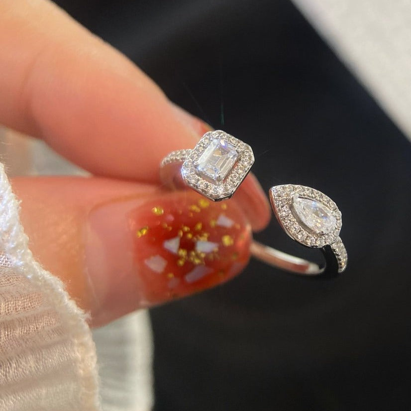 [Leaves]My Twin Toi & Moi Silver Diamond Ring