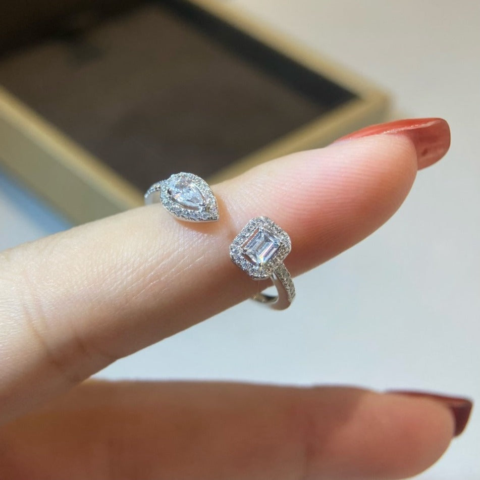 [Leaves]My Twin Toi & Moi Silver Diamond Ring