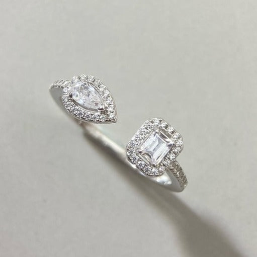 [Leaves]My Twin Toi & Moi Silver Diamond Ring