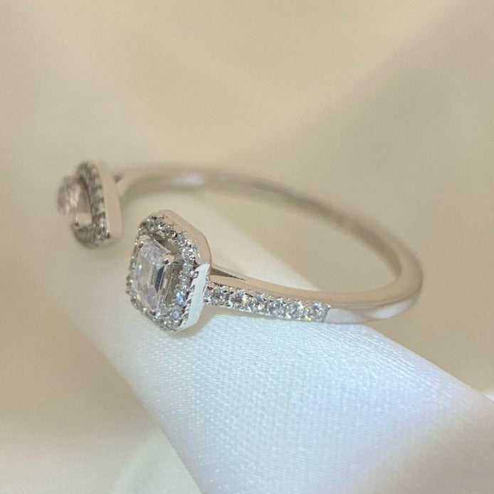 [Leaves]My Twin Toi & Moi Silver Diamond Ring
