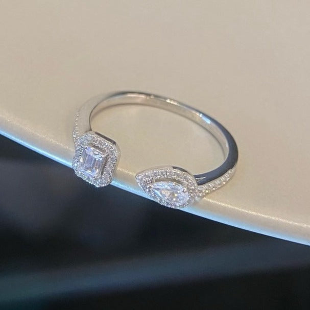 [Leaves]My Twin Toi & Moi Silver Diamond Ring