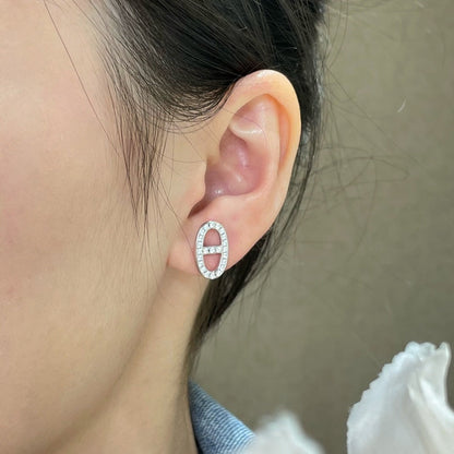 [Leaves]HM FULL DIAMOND PIG NOSE STUD EARRINGS