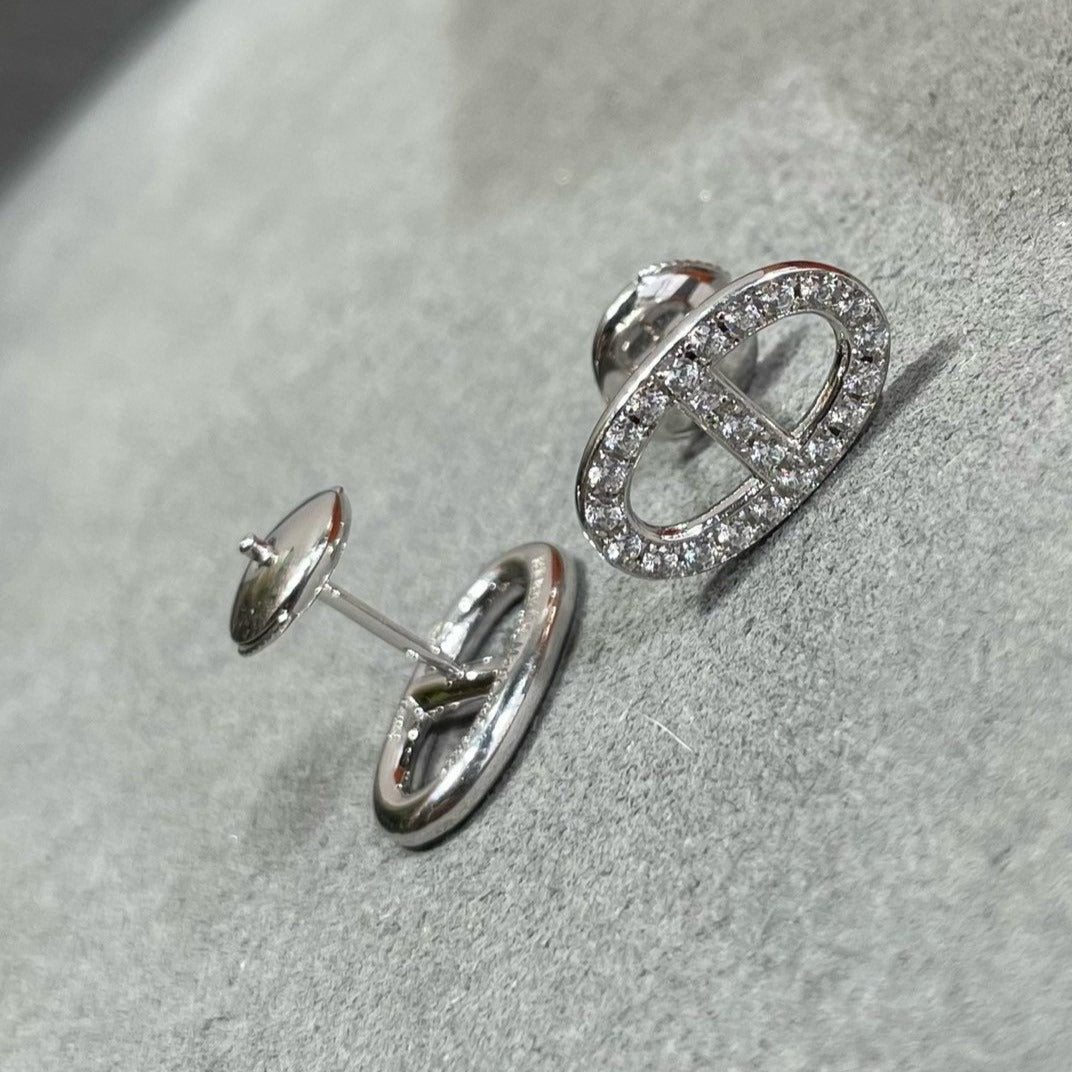 [Leaves]HM FULL DIAMOND PIG NOSE STUD EARRINGS