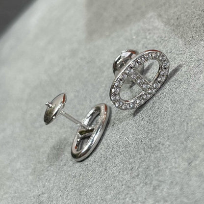 [Leaves]HM FULL DIAMOND PIG NOSE STUD EARRINGS