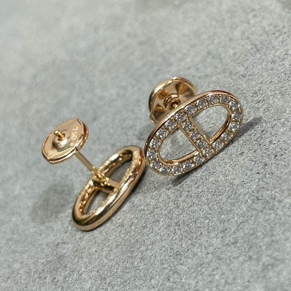 [Leaves]HM FULL DIAMOND PIG NOSE STUD EARRINGS