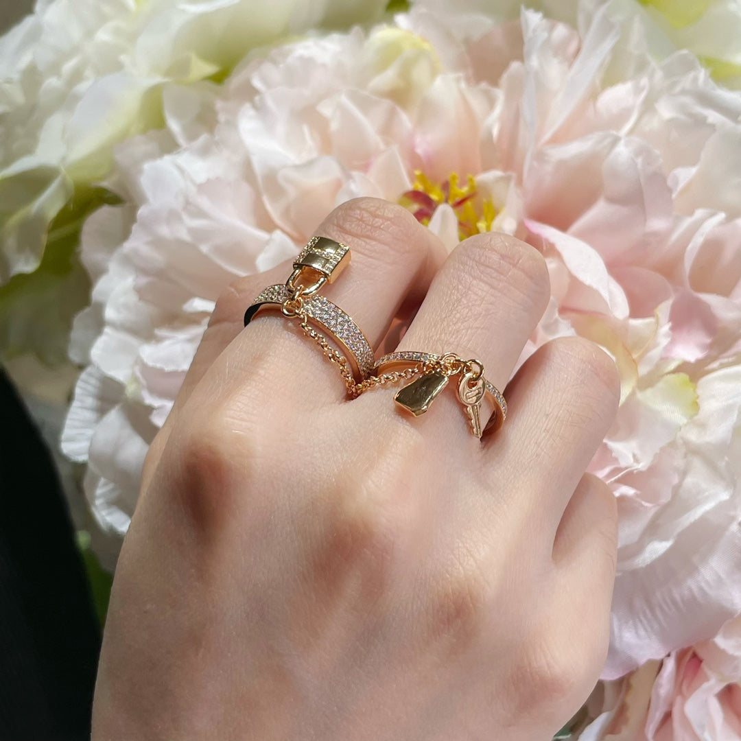 [Leaves]HM KELLY CLOCHETTE DOUBLE RING IN  WITH DIAMONDS
