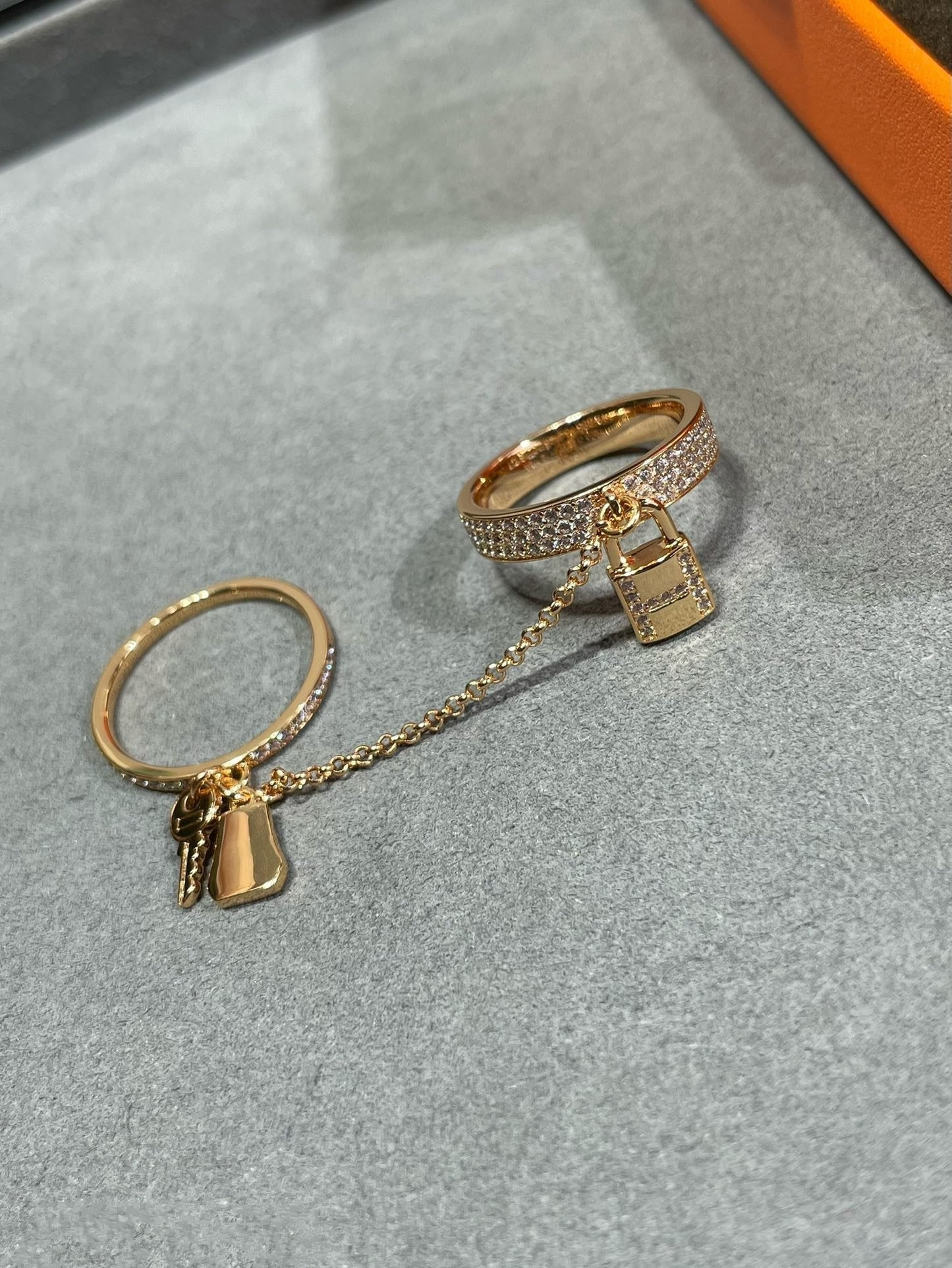 [Leaves]HM KELLY CLOCHETTE DOUBLE RING IN  WITH DIAMONDS