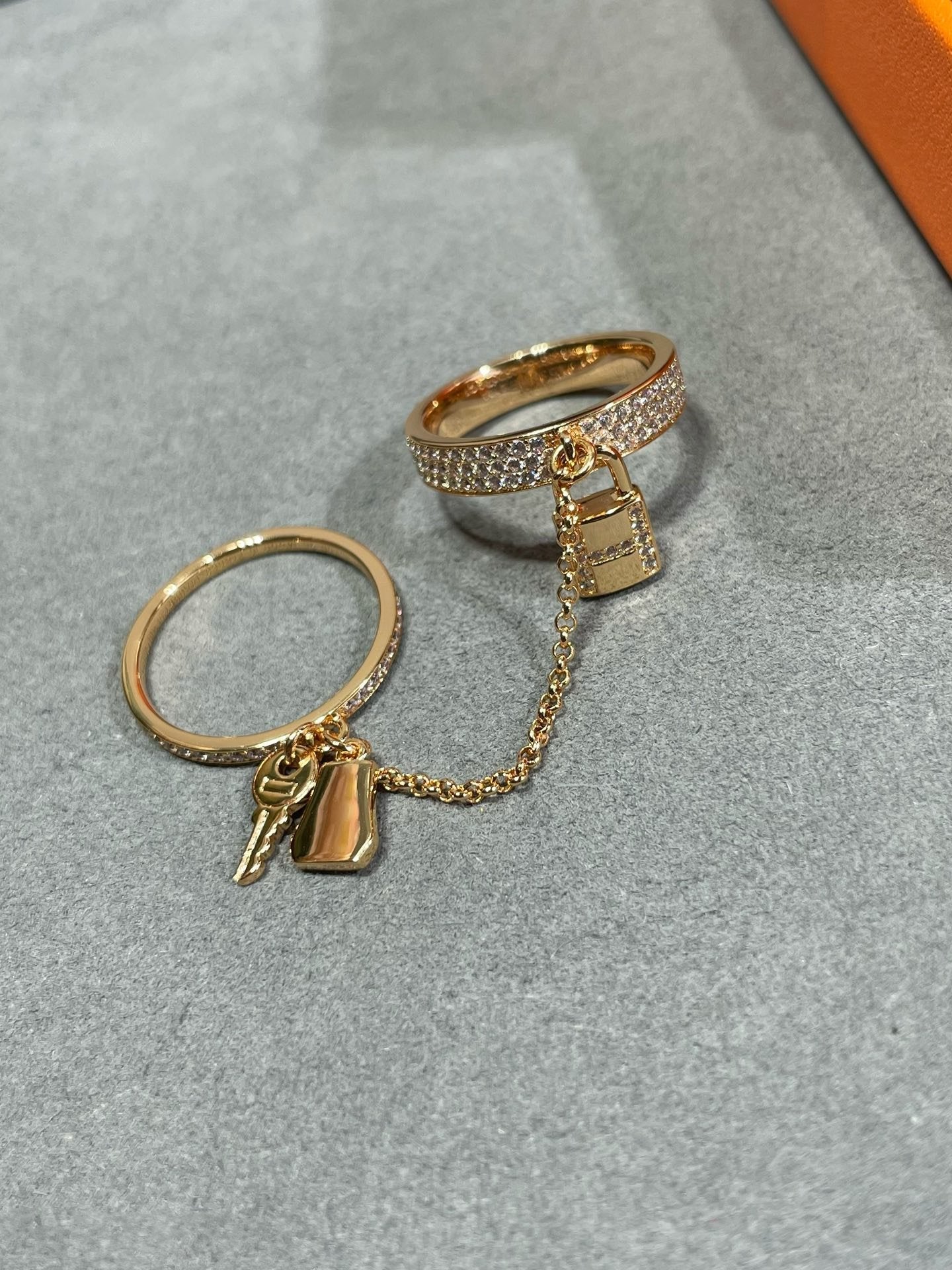 [Leaves]HM KELLY CLOCHETTE DOUBLE RING IN  WITH DIAMONDS