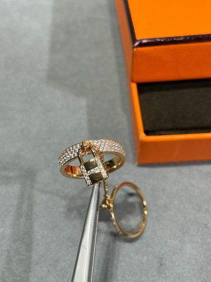 [Leaves]HM KELLY CLOCHETTE DOUBLE RING IN  WITH DIAMONDS