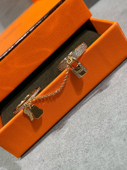 [Leaves]HM KELLY CLOCHETTE DOUBLE RING IN  WITH DIAMONDS