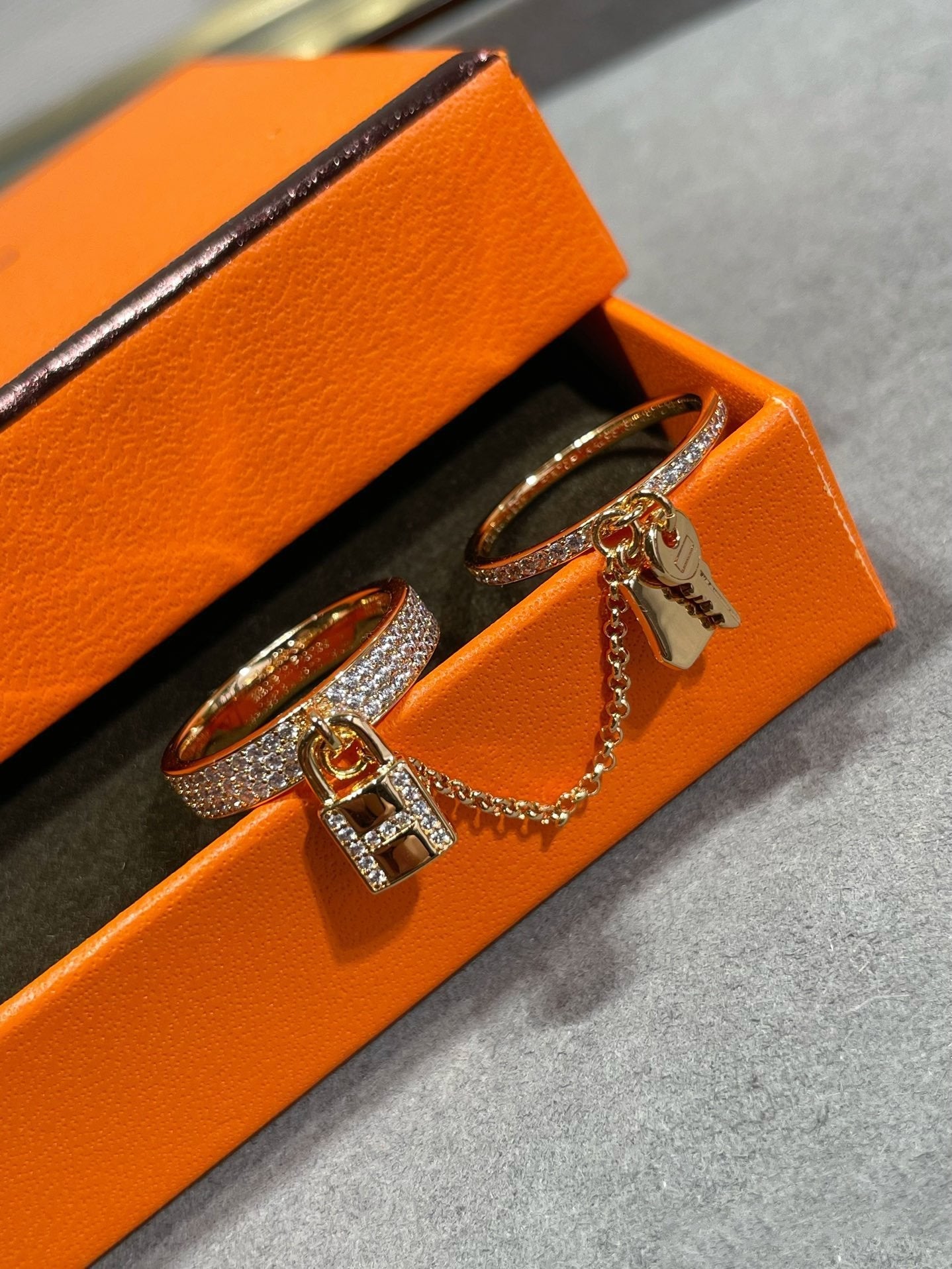 [Leaves]HM KELLY CLOCHETTE DOUBLE RING IN  WITH DIAMONDS