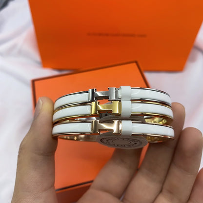 [Leaves]CLASSIC HM CLIC WHITE 8MM ENAMEL BRACELET
