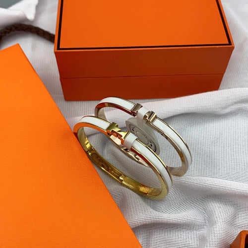[Leaves]CLASSIC HM CLIC WHITE 8MM ENAMEL BRACELET