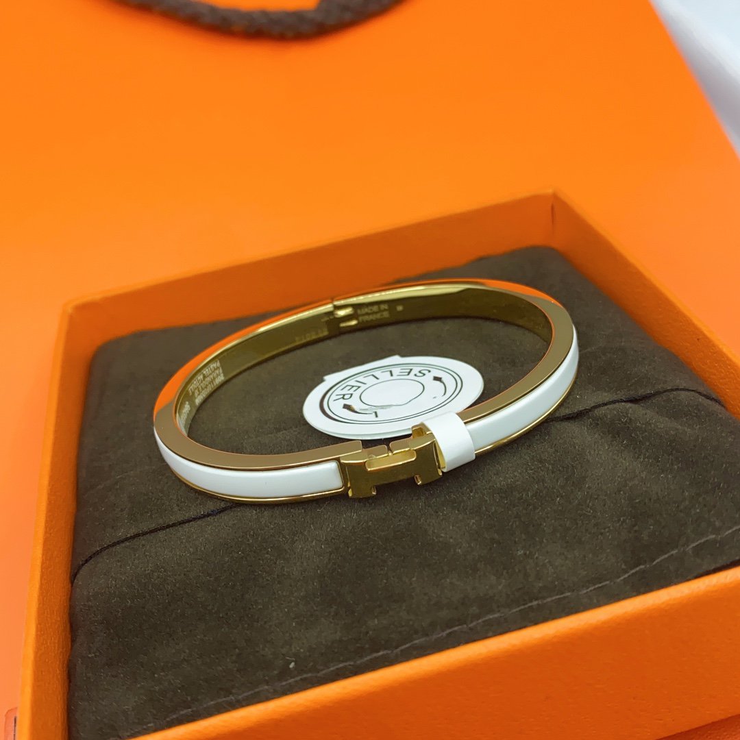 [Leaves]CLASSIC HM CLIC WHITE 8MM ENAMEL BRACELET