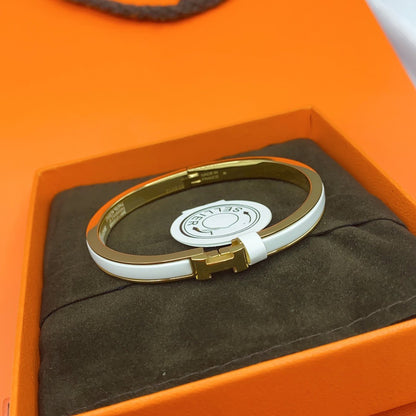 [Leaves]CLASSIC HM CLIC WHITE 8MM ENAMEL BRACELET