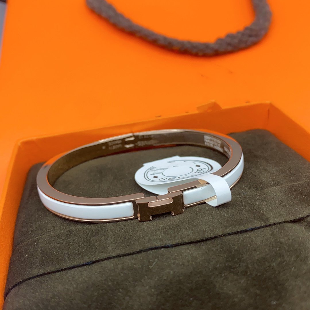 [Leaves]CLASSIC HM CLIC WHITE 8MM ENAMEL BRACELET