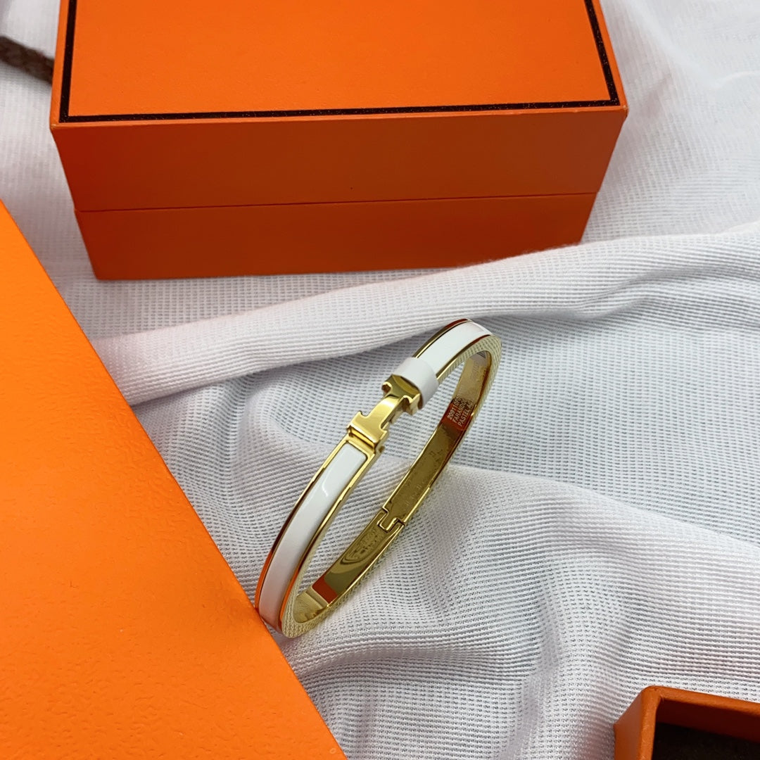 [Leaves]CLASSIC HM CLIC WHITE 8MM ENAMEL BRACELET