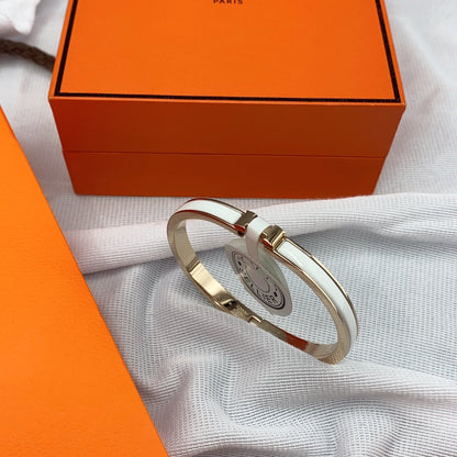 [Leaves]CLASSIC HM CLIC WHITE 8MM ENAMEL BRACELET