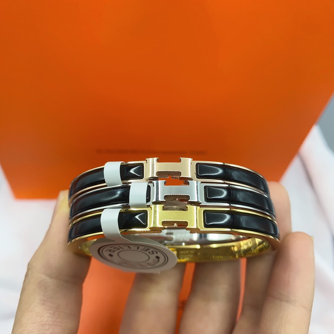 [Leaves]CLASSIC HM CLIC BLACK 8MM ENAMEL BRACELET
