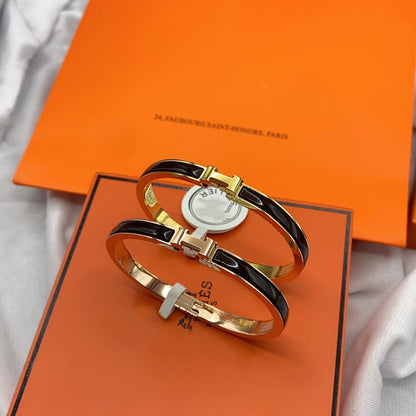 [Leaves]CLASSIC HM CLIC BLACK 8MM ENAMEL BRACELET