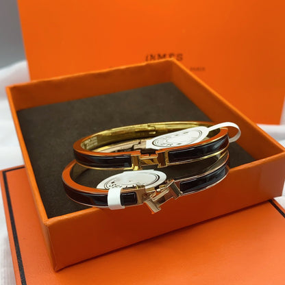 [Leaves]CLASSIC HM CLIC BLACK 8MM ENAMEL BRACELET