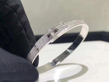 [Leaves]HM KELLY BRACELET IN SILVER AND FULL PAVE DIAMOND