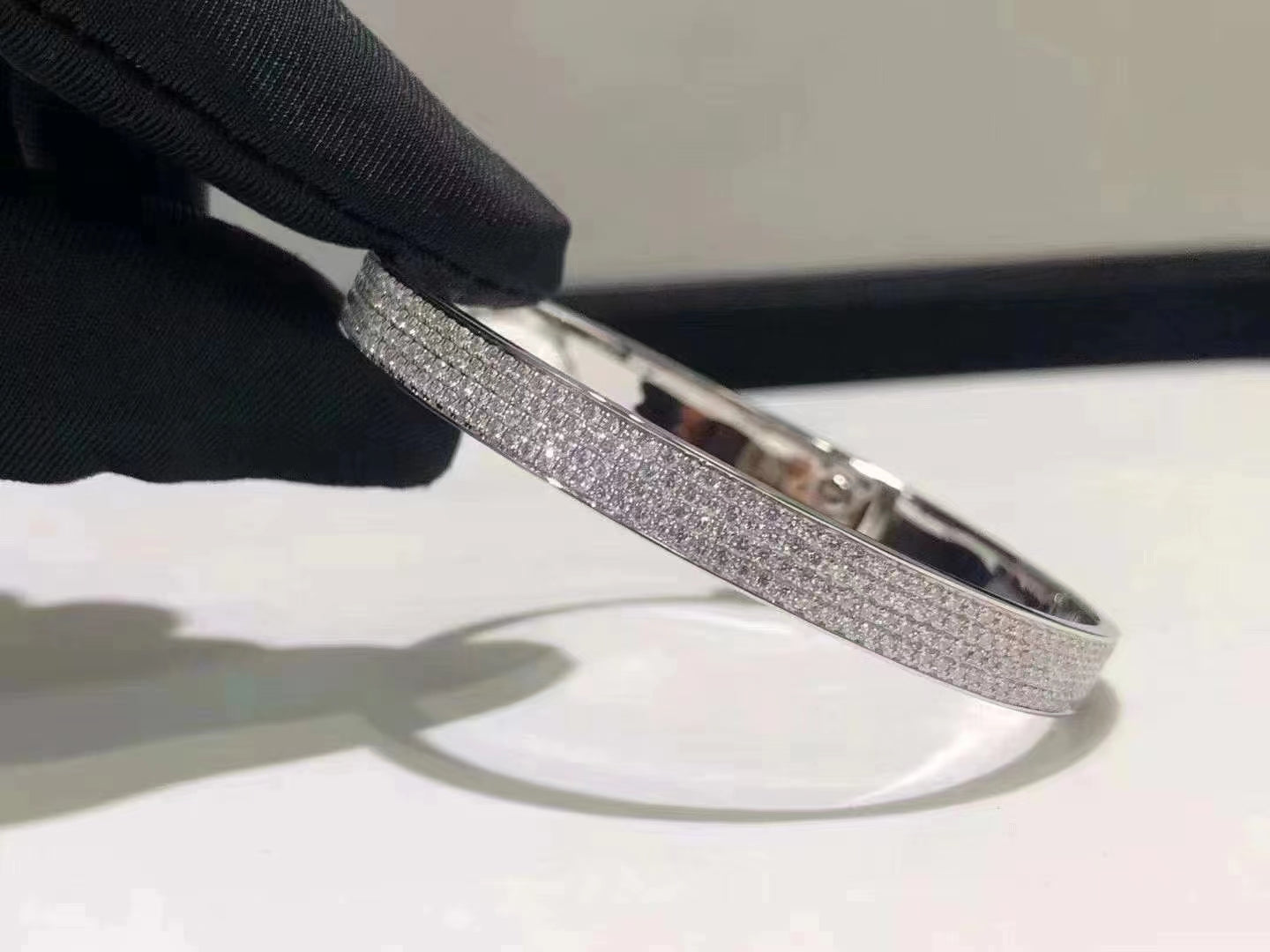 [Leaves]HM KELLY BRACELET IN SILVER AND FULL PAVE DIAMOND