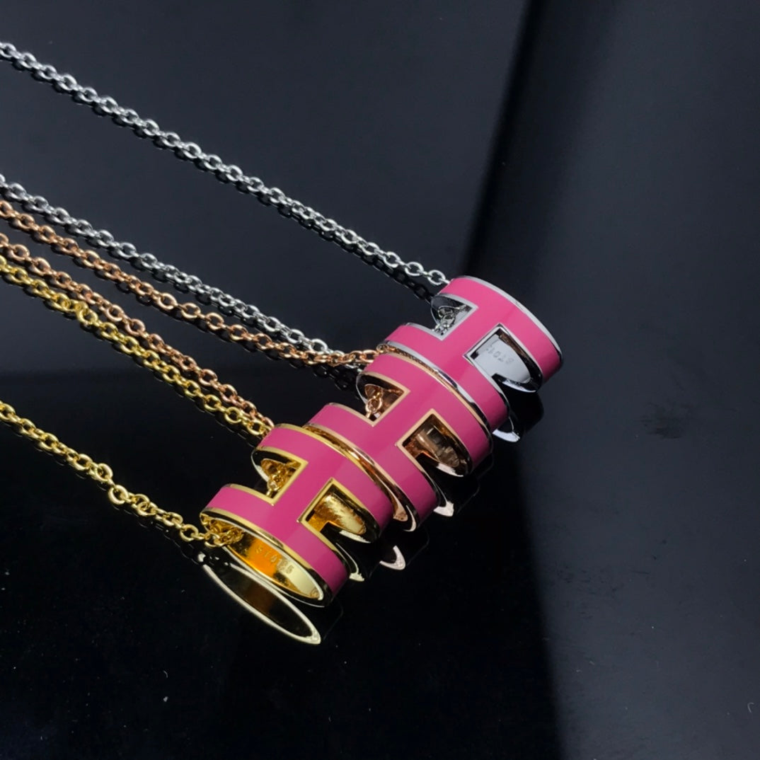 [Leaves]H NECKLACE PINK