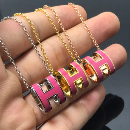 [Leaves]H NECKLACE PINK