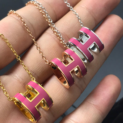 [Leaves]H NECKLACE PINK