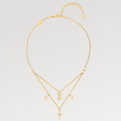 [Leaves]FLOWERGRAM GOLD MOP DOUBLE ROW NECKLACE