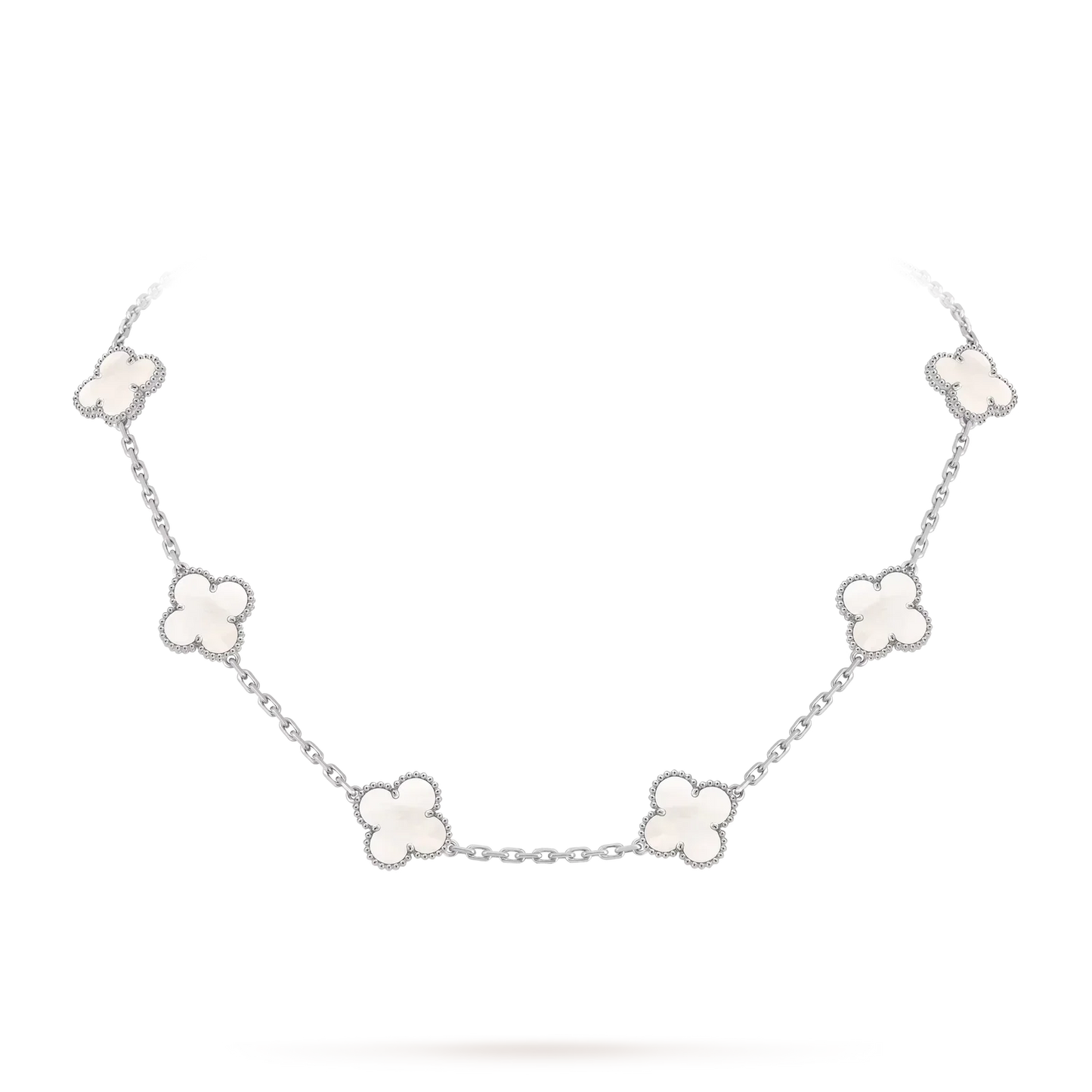 [Leaves]CLASSIC LUCKY 10-MOTIF CLOVER NECKLACE WHITE GOLD COLLECTION
