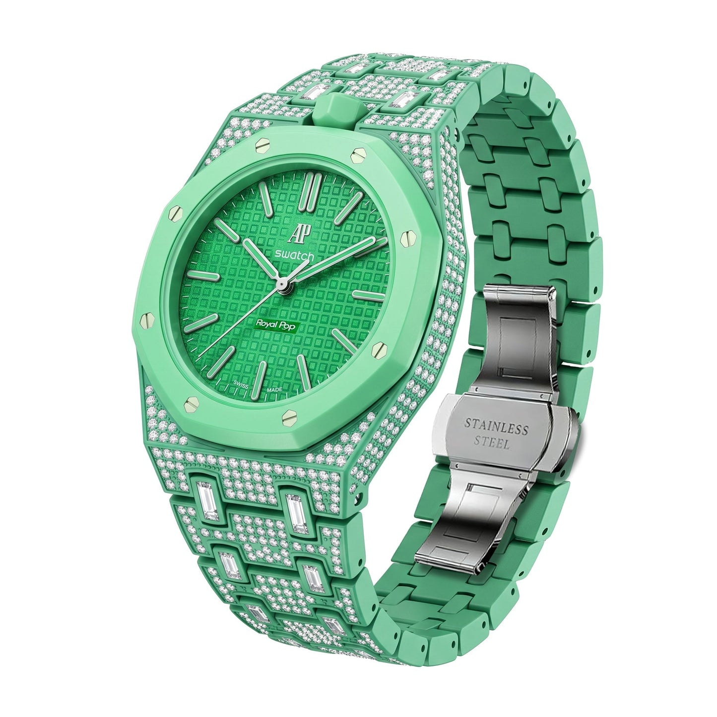 [Leaves]Royal Oak Pop Exclusive Bioceramic Case & Bioceramic Strap Full Diamond