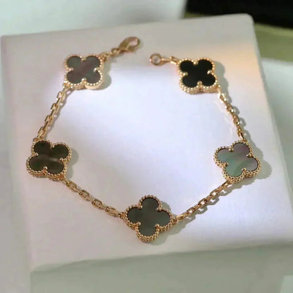 [Leaves]LUCKY CLOVER 5-MOTIF BRACELET - GREY MOTHER-OF-PEARL COLLECTION