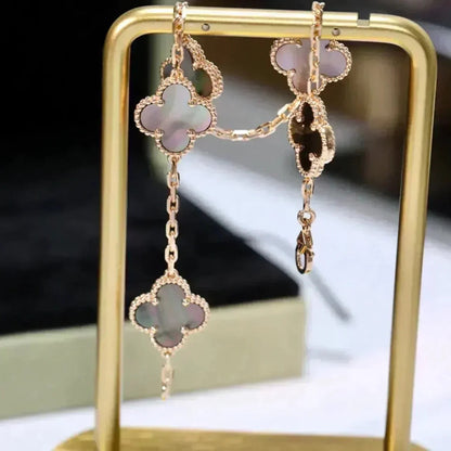 [Leaves]LUCKY CLOVER 5-MOTIF BRACELET - GREY MOTHER-OF-PEARL COLLECTION