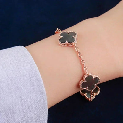 [Leaves]LUCKY CLOVER 5-MOTIF BRACELET - GREY MOTHER-OF-PEARL COLLECTION