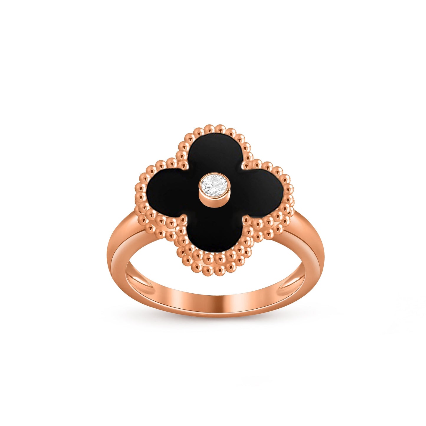 [Leaves]LUCKY CLOVER DIAMOND-ACCENT ROSE GOLD RING COLLECTION