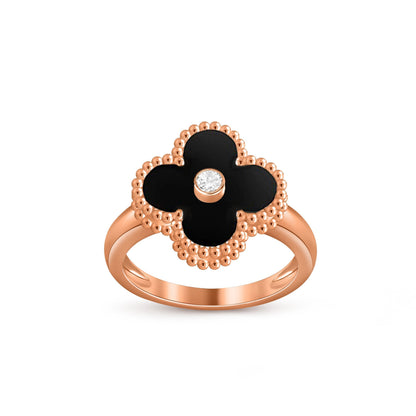[Leaves]LUCKY CLOVER DIAMOND-ACCENT ROSE GOLD RING COLLECTION