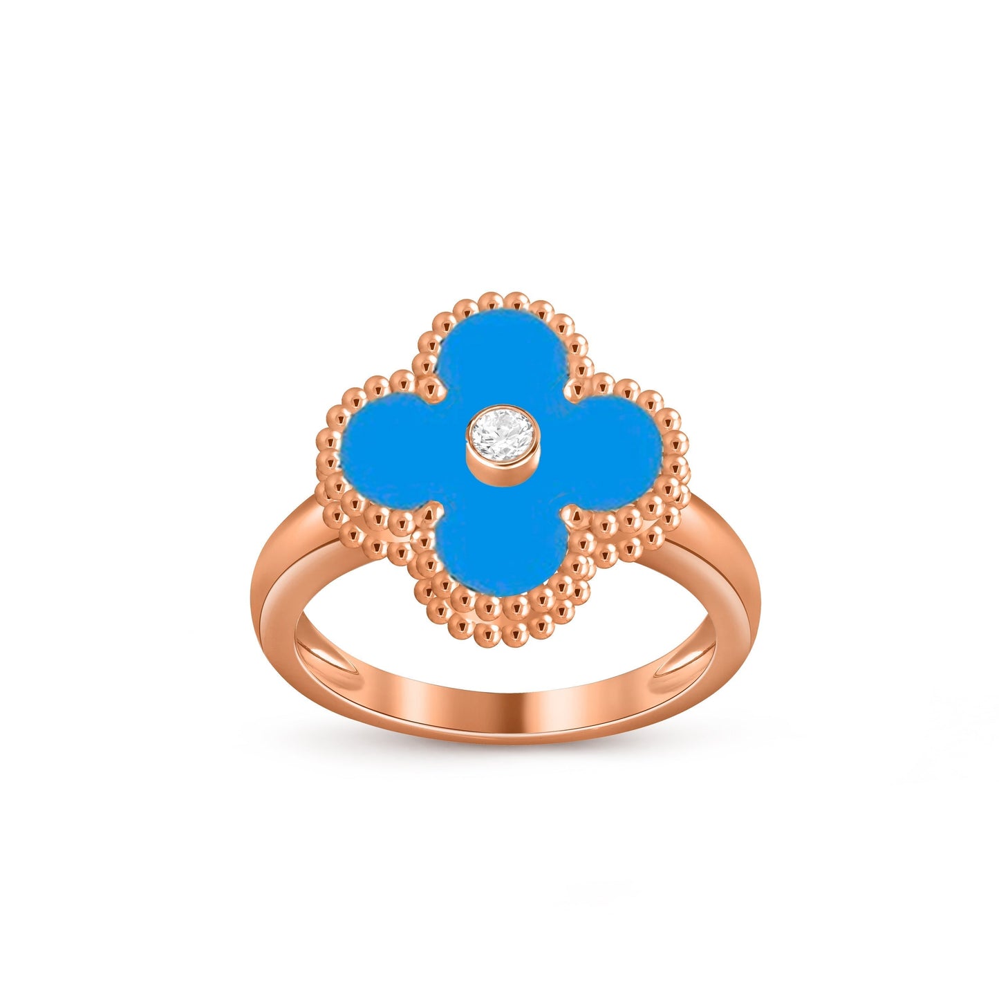 [Leaves]LUCKY CLOVER DIAMOND-ACCENT ROSE GOLD RING COLLECTION
